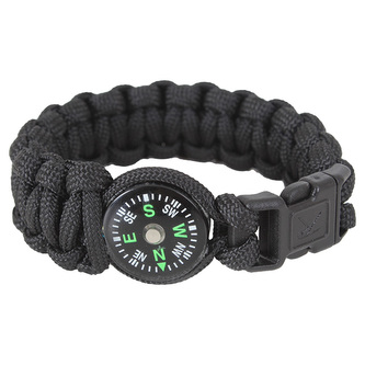 Náramek SURVIVAL PARACORD s kompasem ČERNÝ vel.9