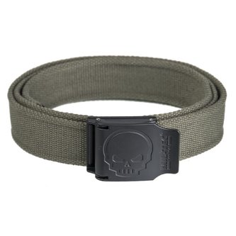 Opasek přezka s lebkou 40 mm 130 cm ZELENÝ