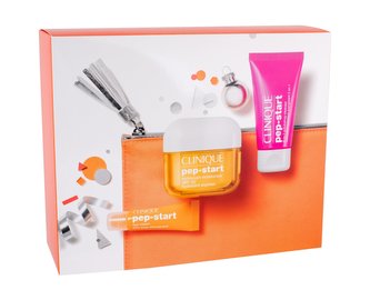 Clinique Pep-Start denní pleťová péče Hydrorush Moisturizer SPF20 50 ml + čisticí přípravek 2in1 Exfoliating Cleanser 30 ml + péče o oční okolí 7 ml + kosmetická taška