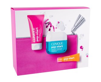 Clinique Pep-Start denní pleťová péče Hydroblur Moisturizer 50 ml + čisticí přípravek 2in1 Exfoliating Cleanser 30 ml + péče o oční okolí 7 ml + kosmetická taška