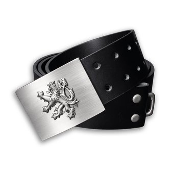 Opasek kožený přezka ČESKÝ LEV 45 mm ČERNÝ vel.130 cm