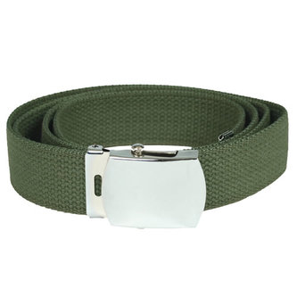 Opasek US kalhotový se stříbrnou sponou ZELENÝ dl. 130cm