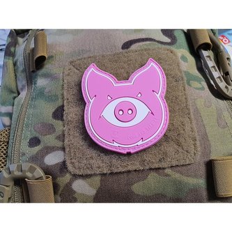 Nášivka MONSTER PIG plast velcro RŮŽOVÁ