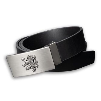 Opasek kožený přezka ČESKÝ LEV 35 mm ČERNÝ vel.110 cm