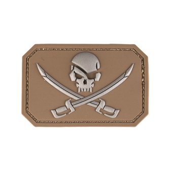 Nášivka plast 3D na suchém zipu "lebka+šavle" COYOTE