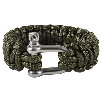 Náramek SURVIVAL PARACORD D-SHACKLE ZELENÝ vel.23cm