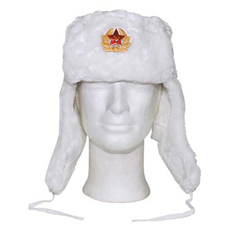 Beranice / Uschanka ruská se znakem BÍLÁ vel.XL / 61cm