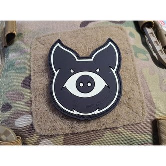 Nášivka MONSTER PIG plast velcro GLOW IN THE DARK