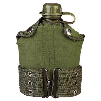 Láhev polní plast s obalem a opaskem ZELENÁ