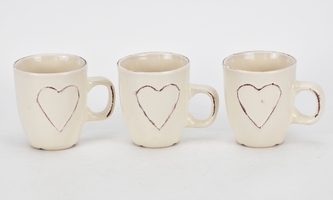 Hrnek Srdce bílý 150 ml II.jakost, sada 3 ks