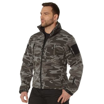 Bunda TACTICAL s kapucí softshell BLACK CAMO vel.L