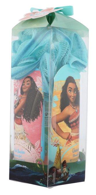 Disney Vaiana sprchový gel 100 ml + tělové mléko 100 ml + šampon 100 ml + mycí houba