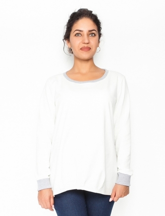 Be MaaMaa Těhotenské triko/mikina dlouhý rukáv Esti - bílé, vel. S;  S (36)
