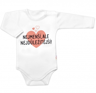 Body dlouhý rukáv, Nejmenší, ale nejdůležitější, Baby Nellys, bílé; 56 (1-2m)