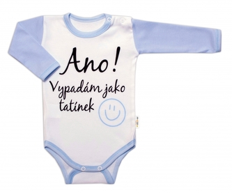 Body dlouhý rukáv s vtipným textem Baby Nellys, Ano! Vypadám jako tatínek, kluk, vel. 80; 80 (9-12m) Body dlouhý rukáv s vtipným textem Baby Nellys, Ano! Vypadám jako tatínek, kluk, vel. 80; 80 (9-12m)
