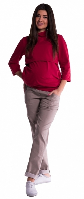 Be MaaMaa Těhotenské kalhoty letní bez břišního pásu - béžové; 4XL