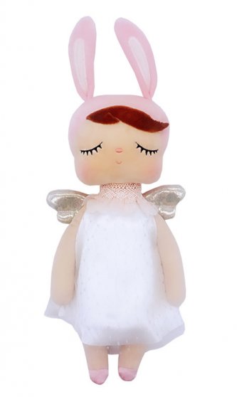 Hadrová panenka Metoo Andílek v šatičkách - růžovo/bílá