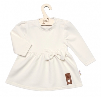 Dětské bavlněné šatičky s mašličkou Baby Nellys - smetanové, vel. 86; 86 (12-18m)