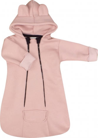 Mikinový overal/spací vak Kazum s kapucí, pudrový, vel. 68/74