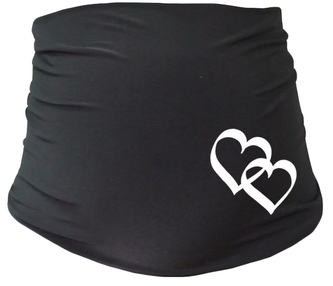 Těhotenský pás se srdíčky, vel. L/XL - černý, Be MaaMaa; L/XL