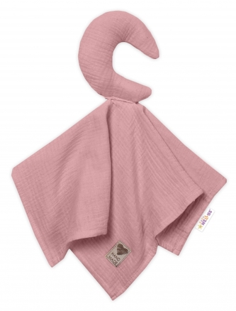 Baby Nellys Mušelínový mazlíček, přítulníček Měsíček, pudrový Baby Nellys Mušelínový mazlíček, přítulníček Měsíček, pudrový