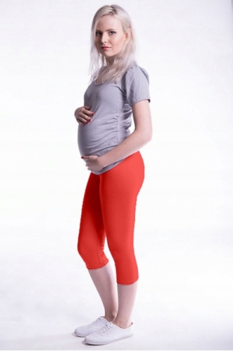 Be MaaMaa Těhotenské barevné legíny 3/4 délky - korálová, vel. XL; XL (42)