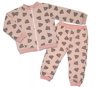 Bavlněná tepláková souprava Baby Nellys ® - Diamant, pudrová, vel. 74