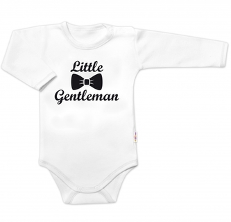 Body dl. rukáv Little Gentleman, bavlna Baby Nellys, bílo/černé, vel. 62; 62 (2-3m)