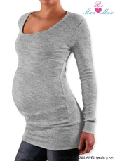 Be MaaMaa Triko, tunika nejen pro těhotné Nelly - šedý melír, vel. L/XL; L/XL