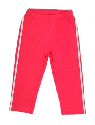 Mamatti Bavlněné legíny, tepláčky s ozdobným bočním stříbrným páskem Heart - červené; 68 (3-6m)