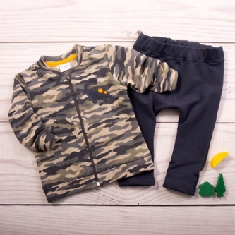 K-Baby Tepláková souprava Dino - khaki/granát, vel. 80; 80 (9-12m)