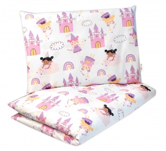 Dětské povlečení, bavlna 2D 140x200/70x80 - Princezny, Baby Nellys, růžové; 140x200/70x80cm