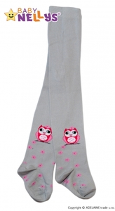 Bavlněné punčocháče Baby Nellys ®  - Sovička šedé, vel. 92/98; 92/98 (18-36m)