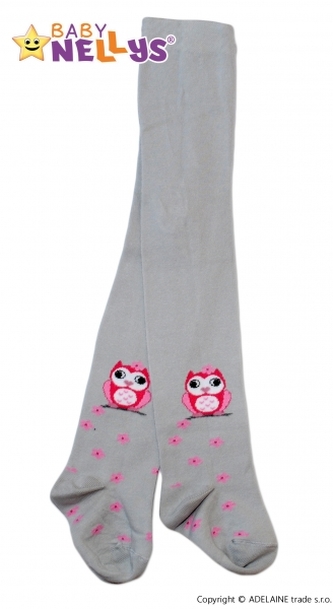 Bavlněné punčocháče Baby Nellys ®  - Sovička šedé, vel. 92/98; 92/98 (18-36m)