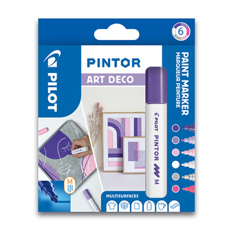Pilot, Sada 6 ks Akrylový Akrylový Popisovač Pintor, (M) střední, Art Deco