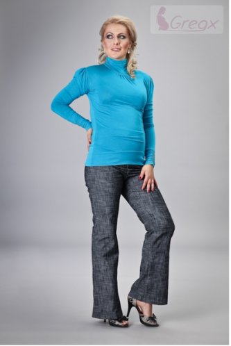 Gregx Elegantní těhotenské kalhoty JEANS - granátový melír, vel. XXXL; XXXL (46)