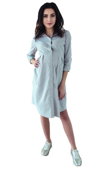 Be MaaMaa Těhotenské šaty/tunika dl. rukáv - černo/bílé, vel. XXXL; XXXL (46)