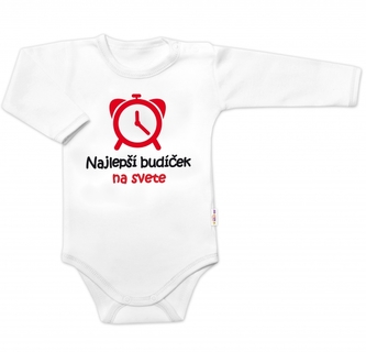 Body dlouhý rukáv Najlepší budíček na svete, Baby Nellys, bílé, vel. 68; 68 (3-6m)