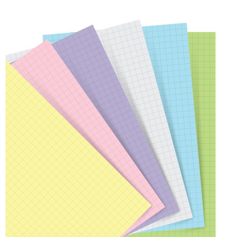Filofax, Papíry pro diáře, čtverečkované, osobní, mix pastelových barev