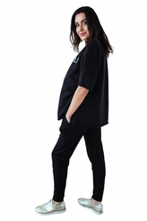 Be MaaMaa Těhotenské tepláky/kalhoty slim - černé, vel. S;  S (36)