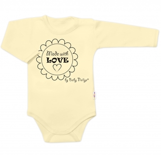 Body dlouhý rukáv Made with love, Baby Nellys, žluté; 56 (1-2m)