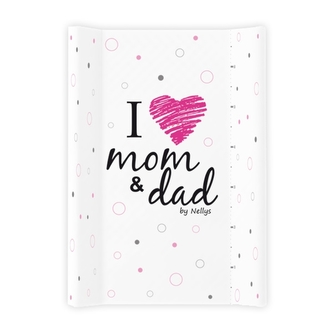 Přebalovací podložka, tvrdá MDF, I LOVE  50x70cm, Nellys - bílá/růžová