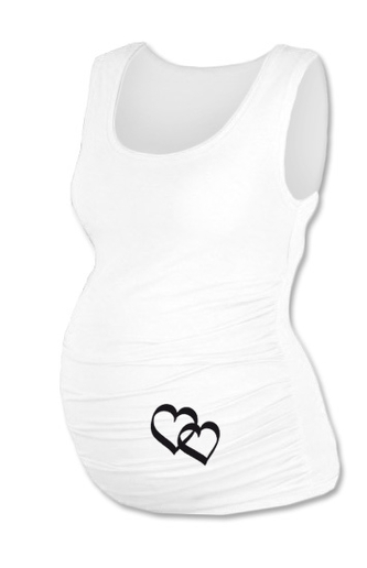 Top, tílko Dana s potiskem Srdíček  - bílé, vel. L/XL; L/XL