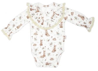 Body dlouhý rukáv s krajkovým volánkem, Bunny, Nicol, krémové; 56 (1-2m)