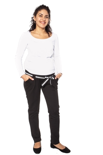 Be MaaMaa Těhotenské tepláky,kalhoty MONY - černé - S