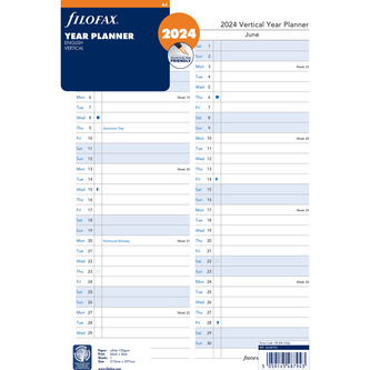 Filofax, Plánovací Kalendář 2024 A4, vertikální, AJ
