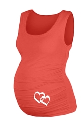 Top, tílko Dana s potiskem Srdíček  - korálové, vel. S/M; S/M