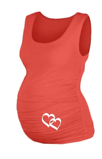 Top, tílko Dana s potiskem Srdíček  - korálové, vel. S/M; S/M
