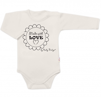 Body dlouhý rukáv Made with love, Baby Nellys, béžové, vel. 62; 62 (2-3m)