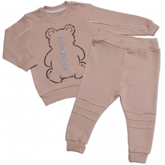Tepláková souprava Bear 2D, bavlna, béžová
